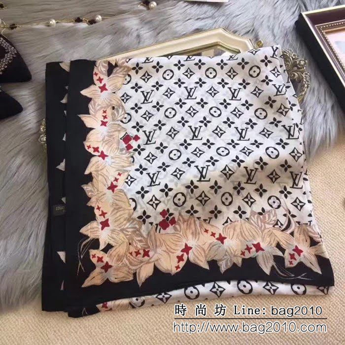 路易威登LV熱賣款經典真絲系列 經典老花四葉草桑蠶絲絲巾 LLWJ6349